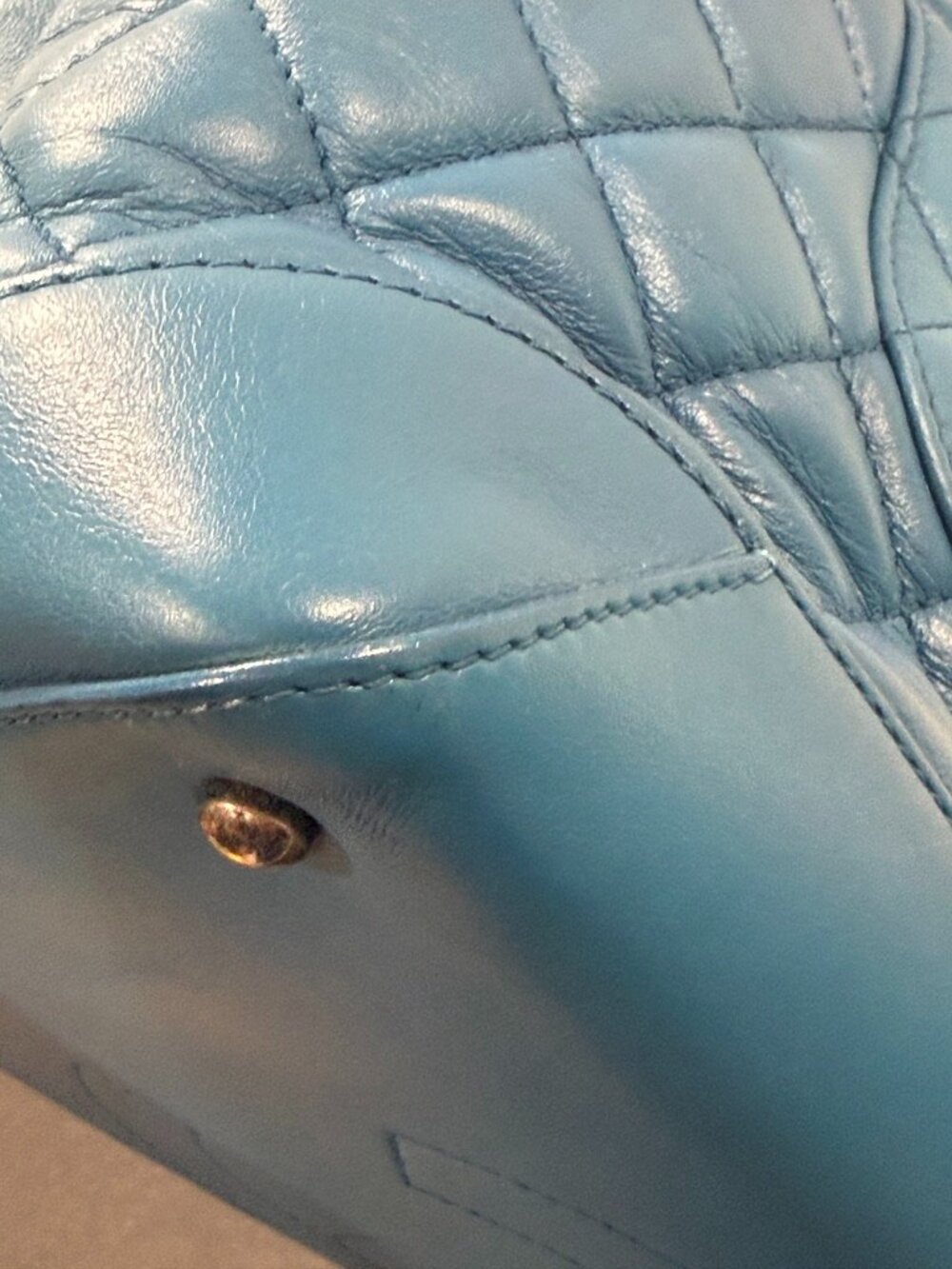 Chanel Calfskin Quilted Small Easy Shopping Tote Blue (JB1480) - Picture 8 of 15